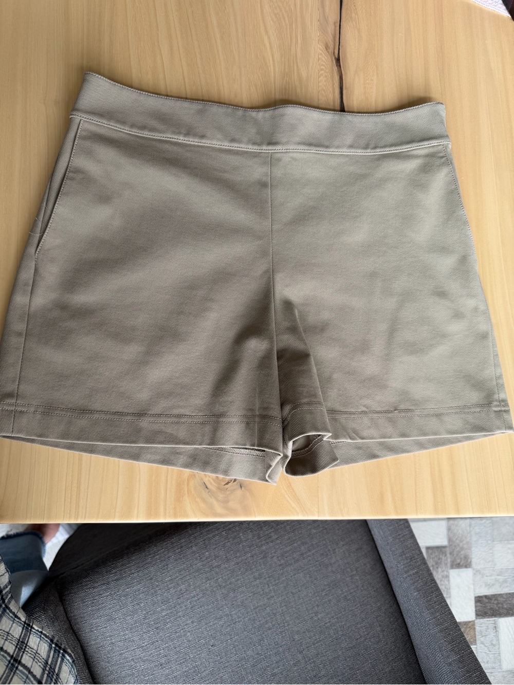 Theory Tan Side Zip Tailored Shorts - Picture 3 of 5